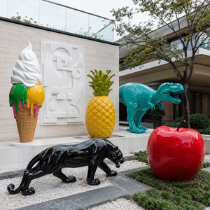 Scultura a grandezza naturale di pantera, grande rilievo murale a tema gelato, arte astratta, <span class=keywords><strong>ananas</strong></span>, dinosauro, resina, ecologica, mela - Product Image 1