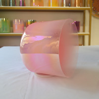 Bol chantant en cristal de quartz pur rose nacré HF pour la méditation, fabriqué en usine, pour la guérison sonore et l'alchimie.