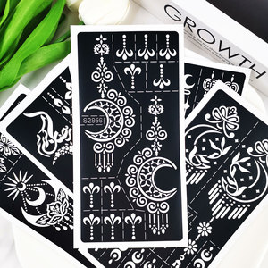 Pochoirs de tatouage au henné Moon Star, motifs floraux arabes ajourés, modèles réutilisables, feuilles de <span class=keywords><strong>peinture</strong></span> corporelle DIY pour femmes, autocollants de tatouage - Product Image 3