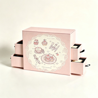 Boîte rigide multi-tiroirs écologique, boîte cadeau personnalisée pour desserts, boîte d'emballage rose avec tiroirs coulissants pour ensemble de chocolats et bonbons
