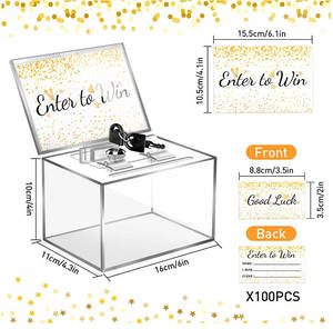 Hộp Quyên Góp Bằng Nhựa Acrylic Có Khóa, Hộp Gợi Ý An Toàn Với Hộp Đựng Ký Hiệu 100 Chiếc Hộp Phiếu Xổ Số Trong Suốt - Product Image 2