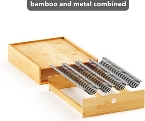 Soporte para máquina de café de oficina en casa, cápsulas de café de bambú, soporte de madera para tazas K con cajón, bandeja organizadora de almacenamiento para <span class=keywords><strong>Nespresso</strong></span> <span class=keywords><strong>Vertuo</strong></span> - Product Image 4