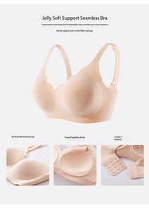 Ropa Interior Femenina Estilo Europeo Americano, Sujetador Push-Up Sin Costuras Transpirable, Copa 3/4 Sin Varillas, Talla Grande, Color Sólido, Invierno, Adultos - Product Image 4
