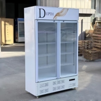 Réfrigérateur vertical à deux portes vitrées, grande capacité, pour supermarché, refroidisseur de boissons commercial, vitrine réfrigérée pour boissons