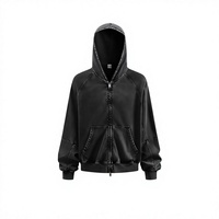 Vente en gros usine Beingmove Sweat à capuche zippé unisexe oversize en molleton uni couleur café délavé pour le streetwear
