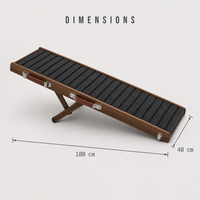 Rampe pour animaux de compagnie en bois de noyer robuste et moderne, pliable, surface moquettée antidérapante, facile à ranger, pour l'intérieur