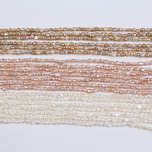 Hạt ngọc trai tự nhiên bán buôn 3-3.5mm màu trắng hồng tím, kiểu dáng baroque, chuỗi ngọc trai nước ngọt - Product Image 2