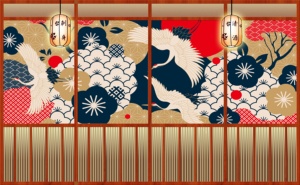 Peinture murale de style Ukiyo-e japonais, <span class=keywords><strong>papier</strong></span> <span class=keywords><strong>peint</strong></span> personnalisé avec la <span class=keywords><strong>montagne</strong></span> Fuji et les fleurs de cerisier pour restaurant - Product Image 5