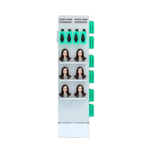 Multi-Function Combined Wig Display <b>Stand</b> Metal 4 Sided Rotating Rack with Shelves Hooks & Wheels for Hair Extensions - Product Image 3