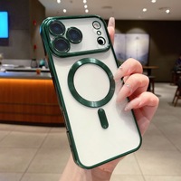 Coque de téléphone magnétique transparente en TPU plaqué luxe pour iPhone 17 Air 16 Pro Max 16 Plus, anti-chute, compatible avec la charge sans fil