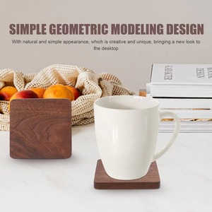 USA Warehouse Stackable Bamboo Wood Drink Coasters Coaster Sets with Walnut Cup Base for <b>Bar</b> Tea Beer Coffee <b>Mats</b> & Pads - Product Image 6