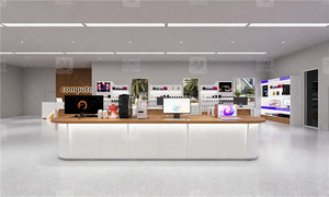 Tavolo Espositivo Personalizzato per Elettrodomestici e Elettronica, Bancone in Legno Rotondo per Esposizione di Computer Portatili - Product Image 2