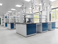 Plan de travail central en acier et résine phénolique sur mesure pour laboratoire hospitalier, pharmacie, microbiologie, école, laboratoire