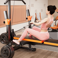 Station de Musculation Multipostes Banc de Poids Équipement de Fitness Entraînement à Domicile Matériau Métallique Haltères Levée de Poids pour Musculation
