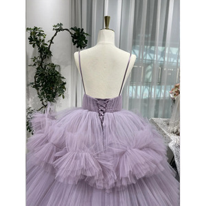 Purple Strapless Tulle Ball Gown Wedding Dress Sweetheart Neckline Natural Waistline Full Layered Skirt - Product Image 3