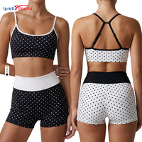 Ensemble de sport à pois le plus vendu, 2 pièces, pour femme, débardeur d'été avec rembourrage intégré, short en Spandex/Nylon anti-transpiration