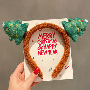 Diadema de reno de Papá Noel de felpa para Navidad, aro de pelo de oreja de Animal suave para niños y niñas, accesorios para fotos de actuación de fiesta - Product Image 3