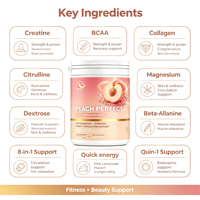 Complément alimentaire Private Label Peach Perfect Women 8-en-1 BCAA en poudre, créatine, collagène, soutien énergétique et musculaire, 420g