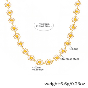 Bonito Collar de Verano Largo con Colgante de Margarita, Gargantilla de Flores de Moda 2025 para Mujer, de Acero Inoxidable con Incrustaciones de <span class=keywords><strong>Uñas</strong></span> - Product Image 6