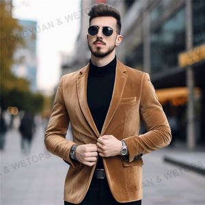 <span class=keywords><strong>Blazer</strong></span> hommes Slim Fit costume veste <span class=keywords><strong>velours</strong></span> <span class=keywords><strong>côtelé</strong></span> décontracté costume d'affaires veste kaki un bouton grande taille hommes automne hiver manteau - Product Image 4