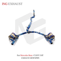 Système d'échappement complet en titane avec soupapes pour Mercedes CLS53 AMG C257 M256 3.0T 2018+ |   Télécommande à quatre pointes bleues brûlées en gros