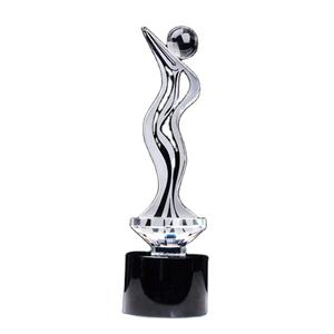 Trophée en cristal courbé en forme de femme artistique pour les récompenses féminines dans les domaines sportif et culturel - Product Image 1