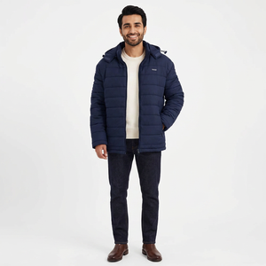Veste matelassée en toile pour homme, style streetwear, col montant, fermeture éclair sur le devant, légère, longueur standard, séchage rapide et respirante - Product Image 1