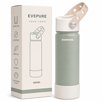 Bouteille d'eau isotherme classique à double paroi en acier inoxydable, avec couvercle à large ouverture, anti-fuite, 680 ml, écologique, pour boissons chaudes/froides