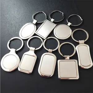 Wholesale cheap bulk round square heart rectangular shape silver blank metal keychains