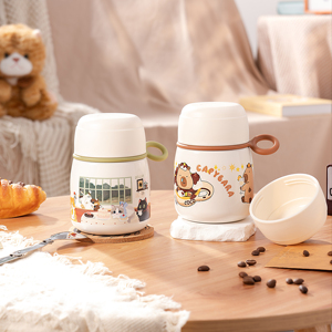 Contenitore Termico per Alimenti in Acciaio Inox 316 per Bambini con Design Cartoon, Porta Pranzo per Ufficio e Campeggio con Cucchiaio, 42ml - Product Image 1