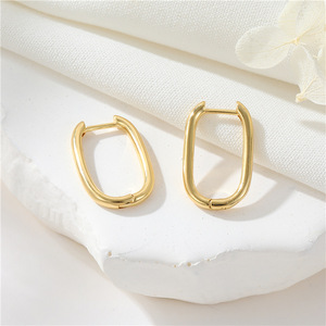 Boucles d'oreilles en forme de U géométrique Boucles d'oreilles en zircon 14K <span class=keywords><strong>DIY</strong></span> Hoop Boucles d'oreilles Accessoires pour femmes Vente en gros