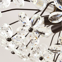 Lustre suspendu moderne en cristal noir en forme de fleur pour hôtel, idéal pour salon - Vente en gros