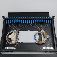 Kotak Terminal Tipe Laci SC UPC 24-Core 1U 19'' Rak Geser 24 Port Fiber Optik ODF Peralatan Fiber Optik Kapasitas Tinggi