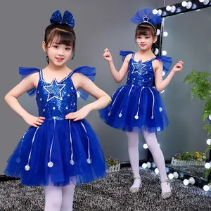Bambine paillettes Star Ballet body Tutu Dress Ballerina Outfit Costume da ballo per bambini