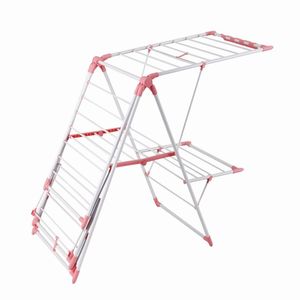 Best-seller Porte-vêtements en acier à 3 niveaux pour la maison Support Gullwing Séchoir pliant extérieur avec pince à chaussettes Porte-chaussures - Product Image 2