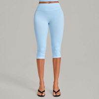 Celana Capri Yoga Pelangsing Panjang Penuh Bahan Spandex/Nilon Olahraga Lari Luar Ruangan Kebugaran Pengontrol Perut Pengangkat Bokong Elastis