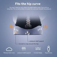 Coussin orthopédique pour le coccyx, soulagement de la douleur, mousse à mémoire de forme, confort, soutien ergonomique avec base antidérapante pour la conduite