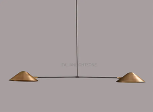 Lustre moderne du milieu du siècle en laiton avec abat-jour conique, style années 1950, en laiton brut fait main, luminaire de plafond à 1 ampoule pour salon et chambre à coucher - Product Image 6