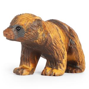 Oso Polar de ojo de tigre amarillo, cristal, venta al por mayor, adorno de piedras preciosas, estatua tallada, escultura de piedra curativa Reiki para decoración del hogar, artesanía - Product Image 2