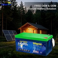 Batería de Litio de Ciclo Profundo LiFePO4 de 24V 100AH, Grado A, para Almacenamiento Doméstico, con BMS Inteligente RS485, Terminal M8, 6000 Ciclos, CE, RoHS, IP67, OEM, ODM
