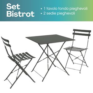 Conjunto de Bistro Metálico Cuadrado para Exteriores con 2 Sillas y Mesa Plegable, Muebles de Jardín de Diseño Retro en Color - Product Image 3