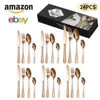 Ensemble de vaisselle en acier inoxydable écologique de 24 pièces série 1010 couverts pour soupe à steak Style victorien pour cadeaux