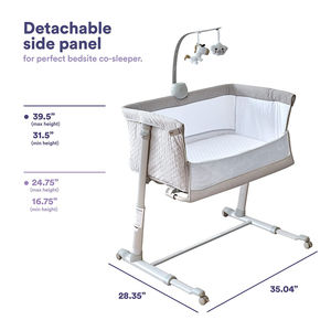 Lit bébé en métal à hauteur réglable, berceau pour nouveau-né, lit d'appoint avec roulettes - Product Image 4