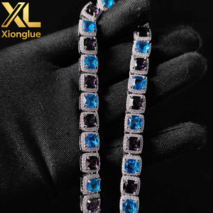 Euro-American 10mm Blue Rock Sugar Chain <b>Cube</b> Sugar Men's Necklace Bracelet Jewelry Set Customized - Product Image 6