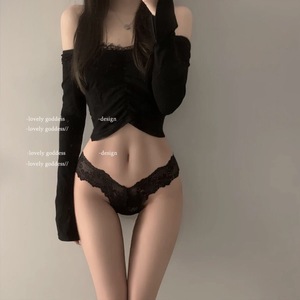 Suministro de Fábrica: Nuevas Bragas <span class=keywords><strong>Tanga</strong></span> de Encaje con Lazo para Mujer, de Talle Bajo, Elásticas y Antibacterianas - Product Image 2
