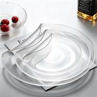 Plats de service en verre transparent, assiettes créatives en verre avec poignée, écologiques, durables, non toxiques, sans BPA, pour fruits de mer et sushis