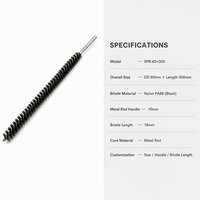 Brosse spirale en nylon noir PA66 avec manche en métal de 10 mm, diamètre extérieur 60 mm, longueur 300 mm, brosse industrielle personnalisée