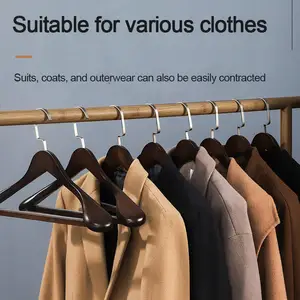 JINSHENG Quality Luxury Suit Wood Brown Logo Type Wooden Wide Shoulder Suit Hanger For Cloths