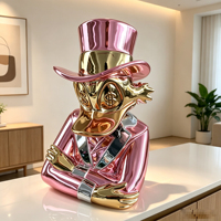 Statue de Scrooge en résine, sculpture de canard argenté électroplaqué, décoration de luxe pour la maison, ornement de bureau, figurine de collection d'art