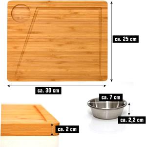 Ensemble de 2 - Planche à servir en bambou avec bol à sauce - 30x25cm Assiette à <span class=keywords><strong>steak</strong></span> en bois Plateau alimentaire - Product Image 2
